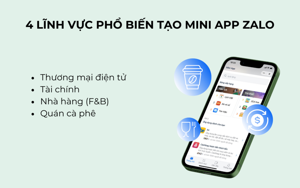 4 lĩnh vực phổ biến tạo Mini App Zalo