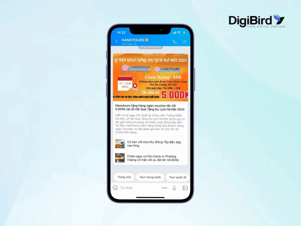 Mini App du lịch giúp doanh nghiệp tiếp cận khách hàng nhanh chóng