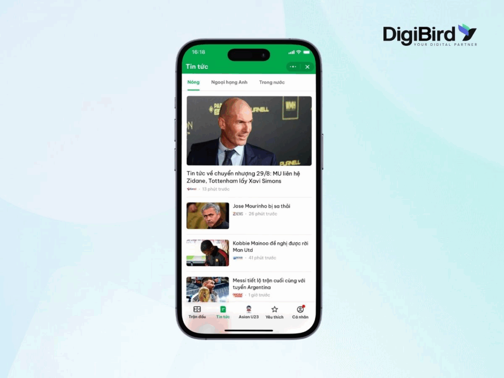 Mini App kênh thể thao giúp cập nhật tin tức nhanh chóng